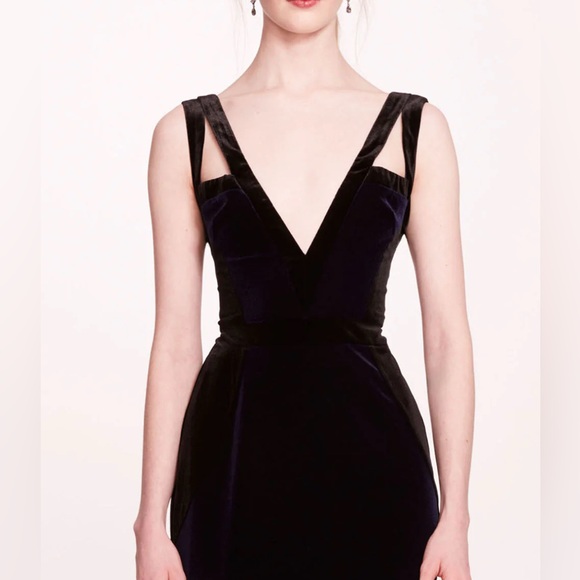 Marchesa Notte***Navy + Black Velvet Maxi Dress***Size 4 $895 CURRENT NWT - Picture 5 of 12